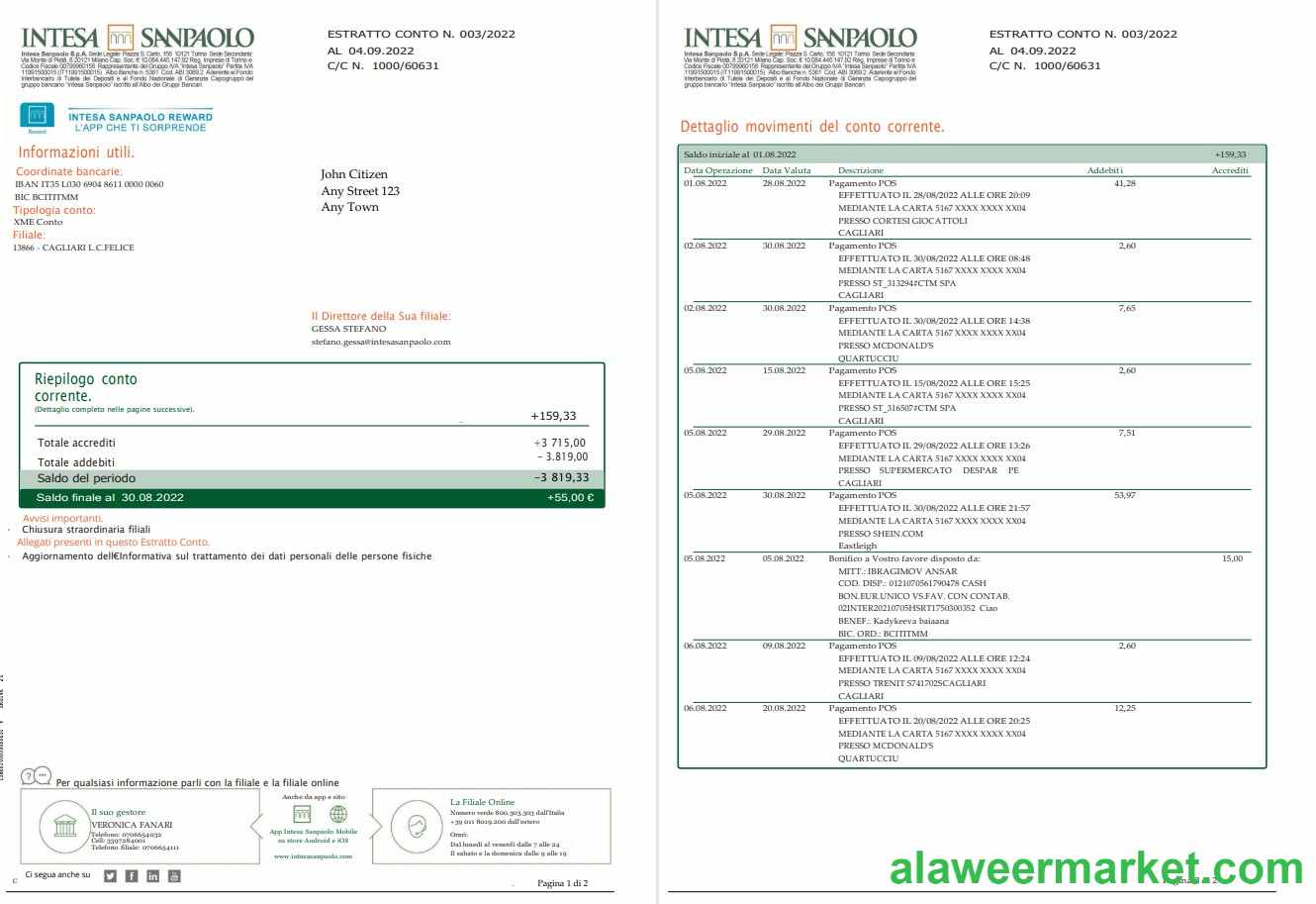 Italy Intesa Sanpaolo 2 pages